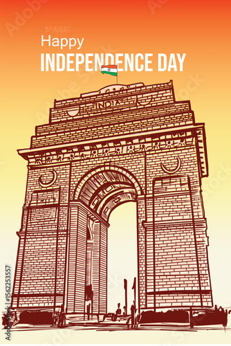 India Gate Monument Illustration for Independence Day