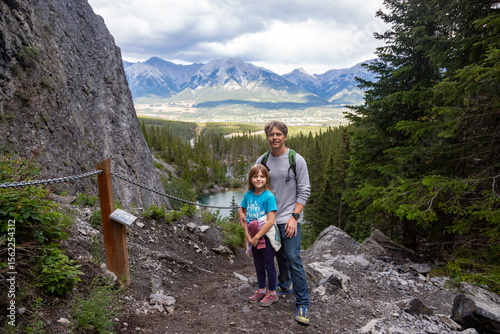 Wallpaper Mural Dad and daughter hiking Grassi Lakes Trail in Kananaskis County, Banff, Canada Torontodigital.ca