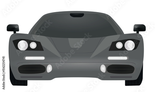 Grey car. front view. vector illustration	
