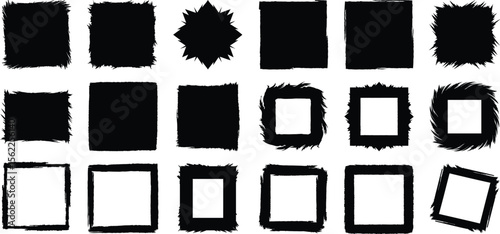 Set of grunge background set. Broken dirty rough frames collection. Grunge empty medium format frames.