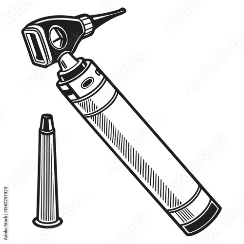Creative Otoscope Vector Illustration | Medical Device Icon for Ear Examination, ENT Tools, and Healthcare Design
