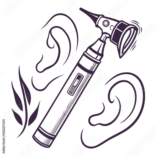 Creative Otoscope Vector Illustration | Medical Device Icon for Ear Examination, ENT Tools, and Healthcare Design