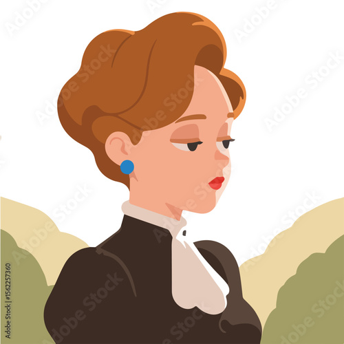 Pensive Woman with Elegant Style Looking Down