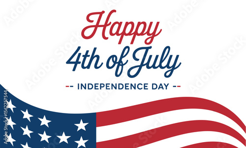 Free Download Happy 4th of July Independence Day greeting card with an elegant American flag design, perfect for celebrating the USA national holiday with patriotic style and festive spirit. - GFXLoad