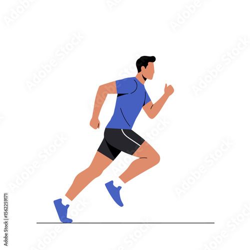 Dynamic Sprint: A dynamic illustration captures a man in full stride during a sprint, showcasing athletic prowess and dedication. Highlighting the energy, movement, and focus of running