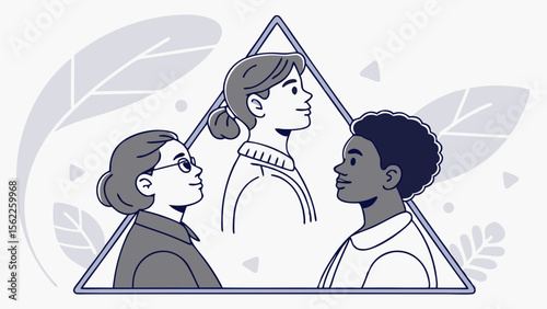 Diverse women illustration teamwork collaboration gender equality icon