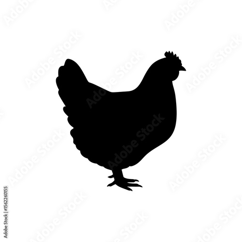 Cartoon hen silhouette icon vector flat design.