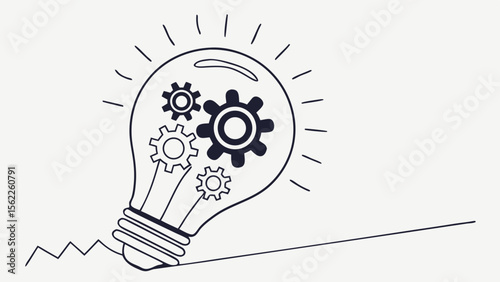 Lightbulb gears innovation idea creativity process thinking concept