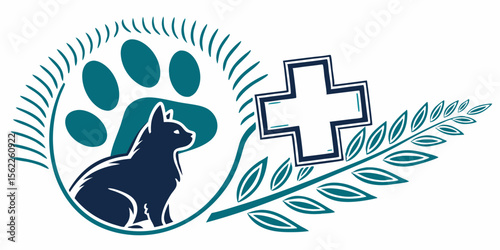 Veterinary care logo design for cat health and wellness veterinary clinic