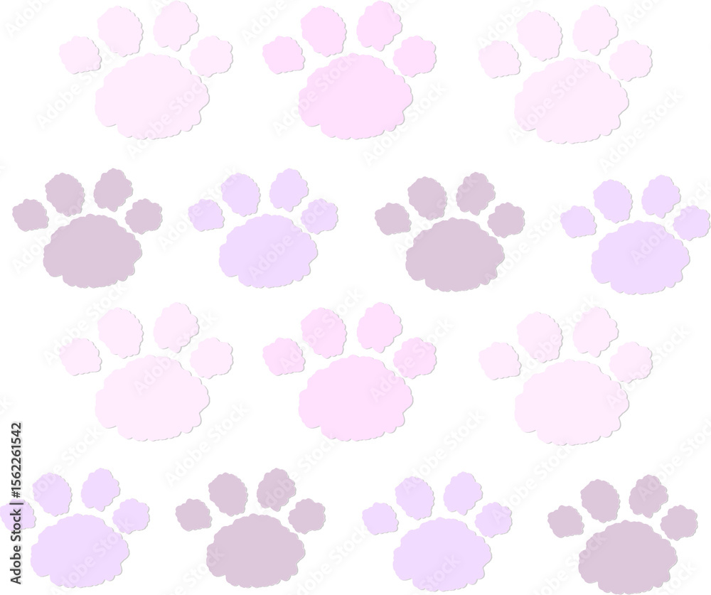 Obraz premium Pastel Paw Print Pattern – Cute Animal Footprint Background Illustration