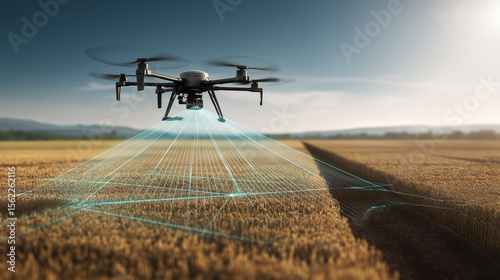 Agrardrohne bei digitaler Feldvermessung. Künstliche Intelligenz KI