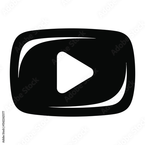 Black Rounded Rectangle Play Button Icon White Triangle Media Player Symbol play icon