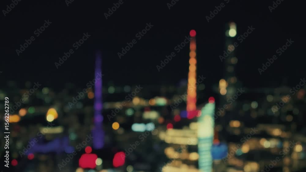 Beautiful bokeh background in New York City rooftop view at night