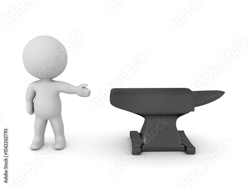 3D Character showing a black anvil