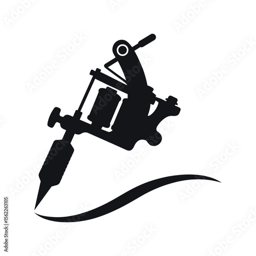 Tattoo machine silhouette vector for body art 