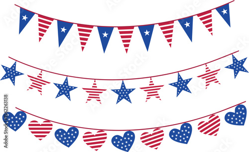 USA patriotic flag bunting decoration vector 