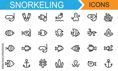 Vector Illustrations of Snorkeling and Marine Life