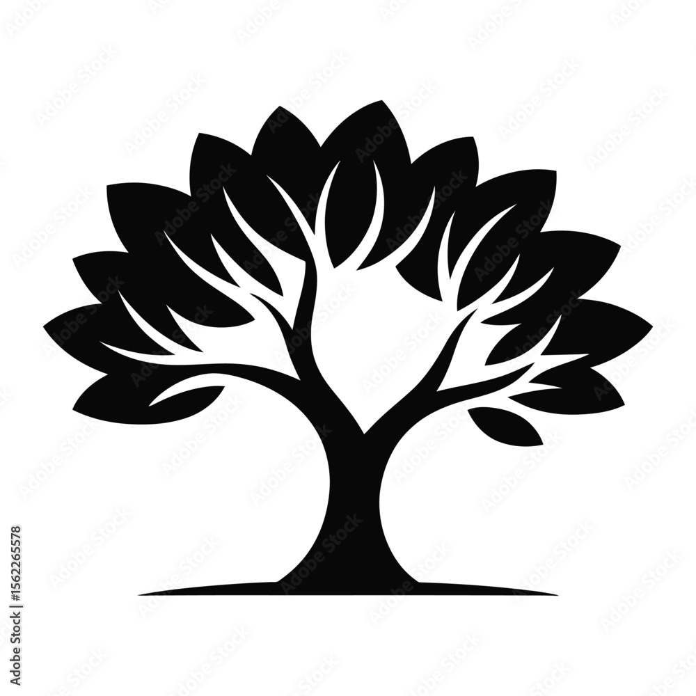 Obraz premium Black Silhouette Stylized Tree Graphic Design Element Simple Nature Icon vector