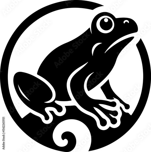 vector sketch illustration silhouette icon logo symbol mascot animal frog as a depiction of a company that can follow the times