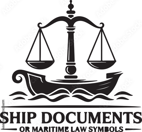 Ship Documents and Maritime Law Symbols Logo