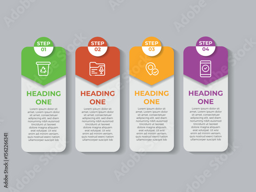 Infographics design template, business concept with 4 steps or options, can be used for workflow layout, diagram, annual report, web design.Creative banner, label vector.