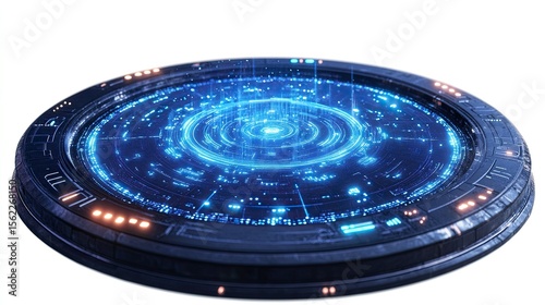 Hologram Projection PNG with Glowing Digital Interface on White Background for Sci-Fi, Technology, and Futuristic-Themed Digital Art