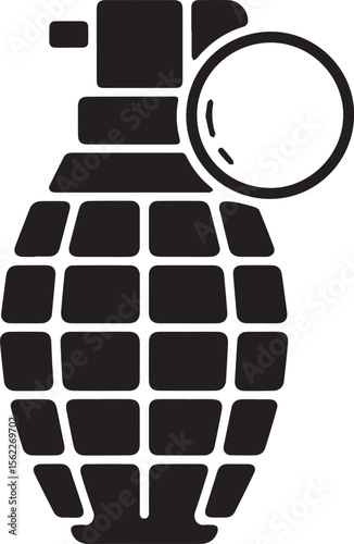 Abstract black square pattern background with a 3D vector illustration of a speech bubble bomb icon, symbolizing a technological war concept