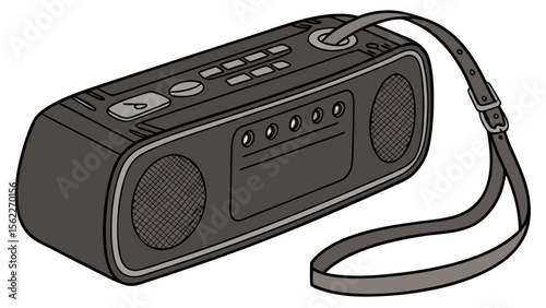 Portable Boombox Retro Design Bluetooth Speaker with Shoulder Strap