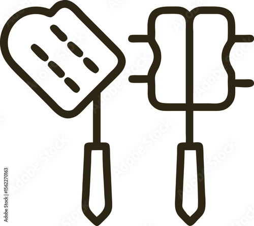 Simple Line Icons of Bread Toaster and Grilled Sandwich Maker Tools