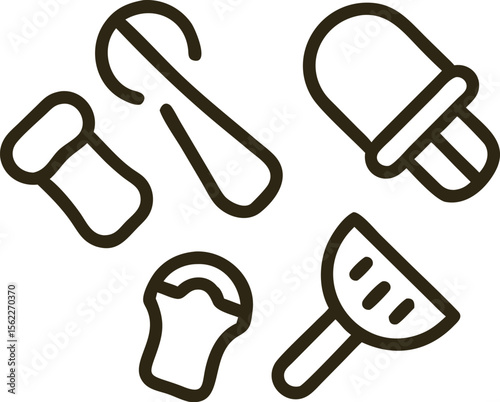 Collection of Summer Icons: Popsicle, Watermelon, Spoon, and More Refreshing Treats