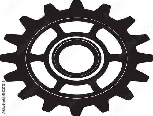 Sleek Black and White Gear Illustration a Symbol of Precision Engineering Mechanical Design and Timeless Technological Innovation