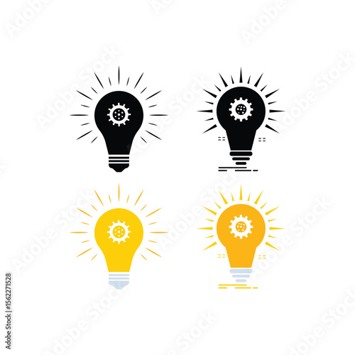 Business set icon, light bulb with a gear inside of a light bulb idea purpose business vector.