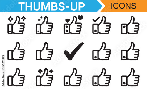 Thumbs-Up Icons Set for Positive Reactions and Social Media Engagement