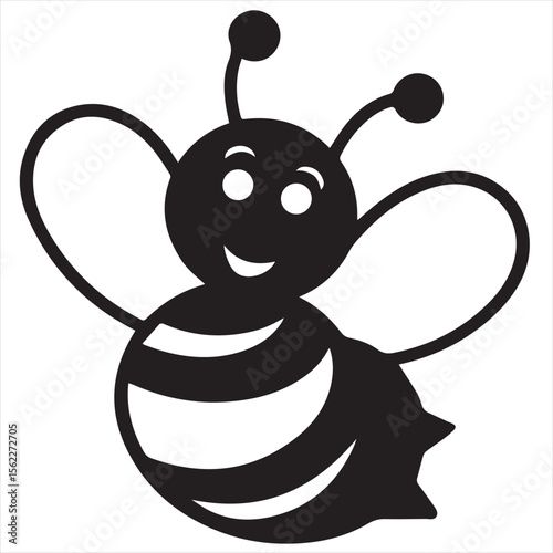 Minimalist Bee Logo Vector in Silhouette Style – Clean Insect Icon for Honey Brands, Eco-Friendly Products, Organic Farming, Nature Logos, Beekeeping Businesses, and Environmental Designs