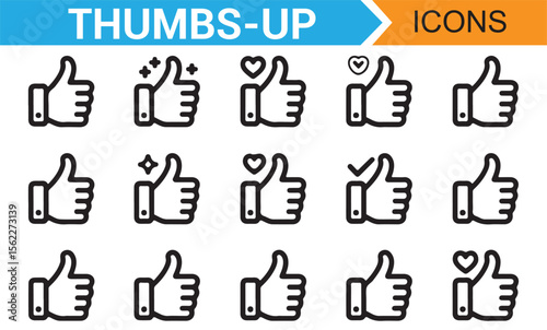 Collection of Thumbs-Up and Love Icons for Appreciation and Approval