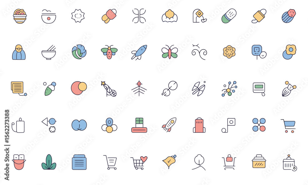 Fototapeta premium Digital Work & Creativity business Icons – Flat Vector Symbols for Content Creators