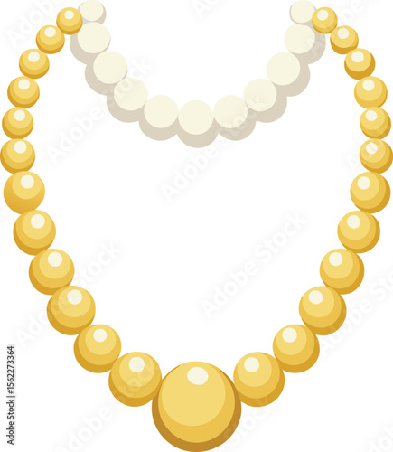 Classic Pearl Necklace with White and Yellow Beads