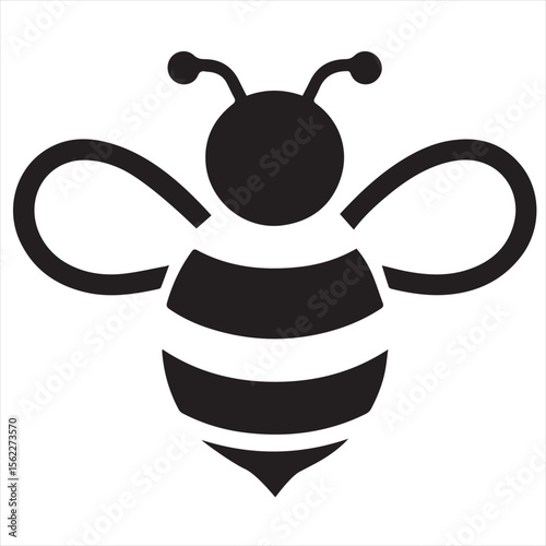 Minimalist Bee Logo Vector in Silhouette Style – Clean Insect Icon for Honey Brands, Eco-Friendly Products, Organic Farming, Nature Logos, Beekeeping Businesses, and Environmental Designs