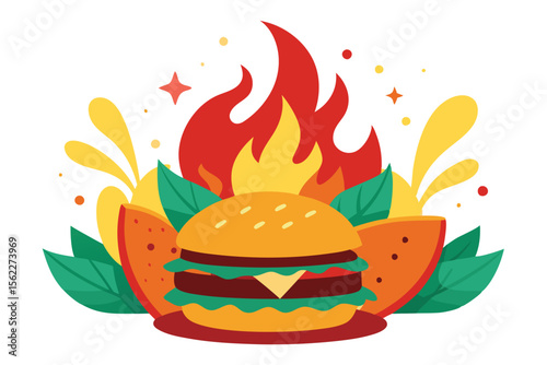 Fiery Delicious Burger A Summertime BBQ Delight