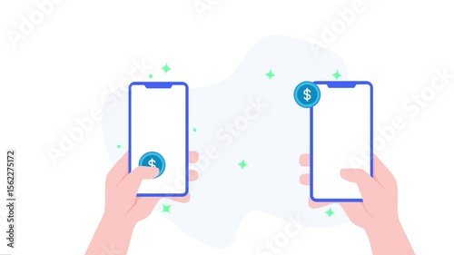 Mobile to Mobile Money Transfer Animation - Digital Payment, e-Wallet Transaction