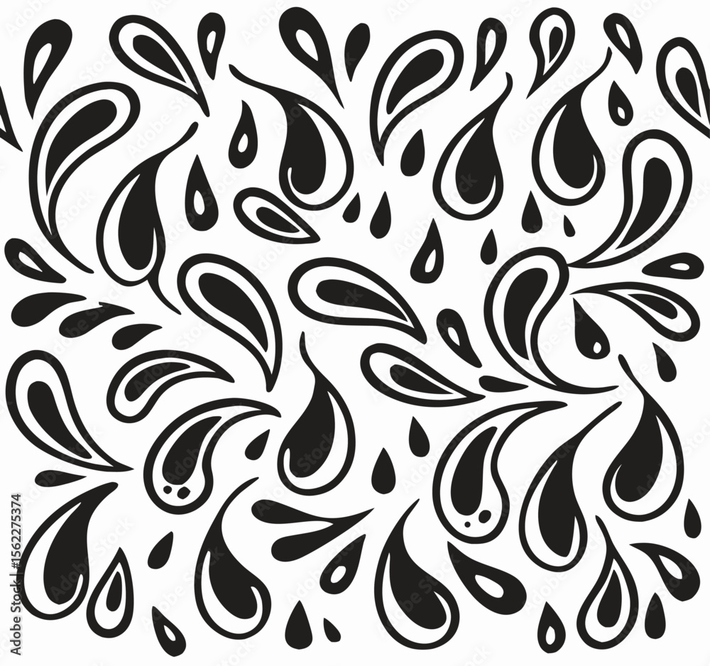 Fototapeta premium Black and White Paisley Pattern Background