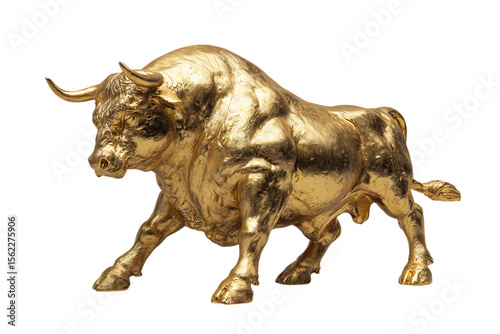 Golden bull statue, symbol of wealth and power.