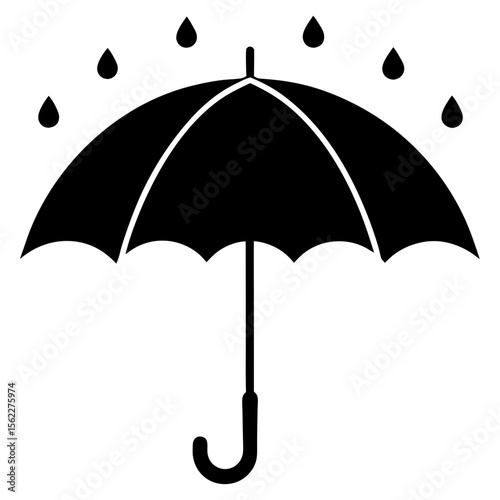 Umbrella with raindrops simple design silhouette vector illustration