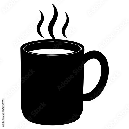Steaming hot drink in a mug simple shape silhouette vector illustration