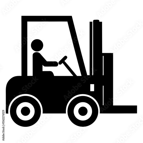 Forklift truck with driver simple graphic design silhouette vector illustration