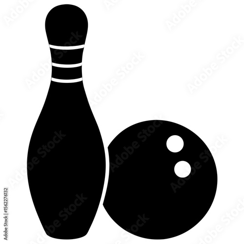 Bowling pin and ball simple graphic design element silhouette