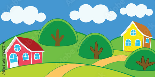Charming Hillside Homes A Picturesque Village Scene
