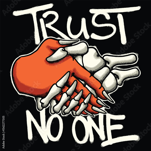 handshake demon hand and skeleton Urban Streetwear Art