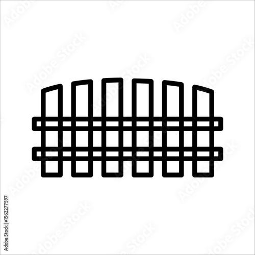 white picket fence Icon Symbol isolated white background. vector illustration. color editable.