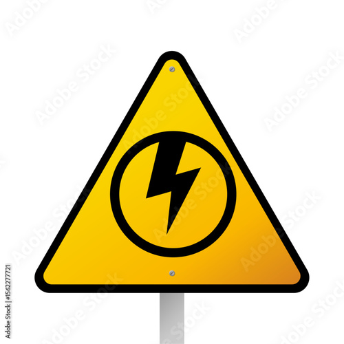 Electric shock warning triangle. Caution icon.